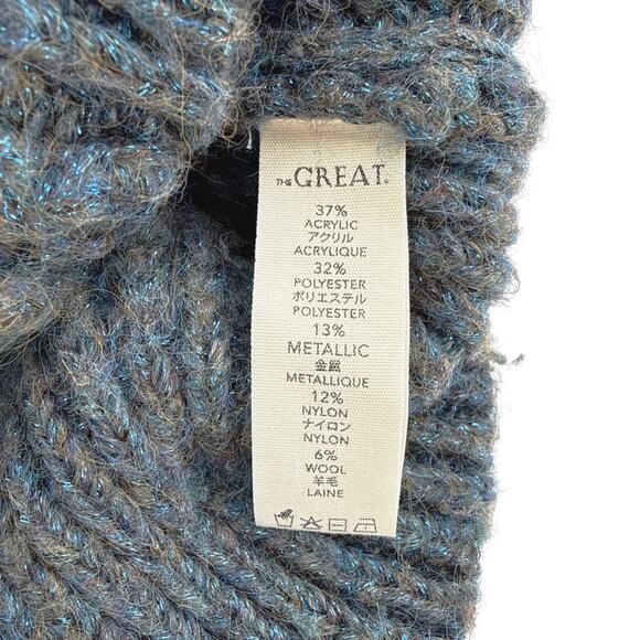 The GREAT. The Frond Montana Cardigan in Pine Needle Shimmer 1 | S - Picture 7 of 11